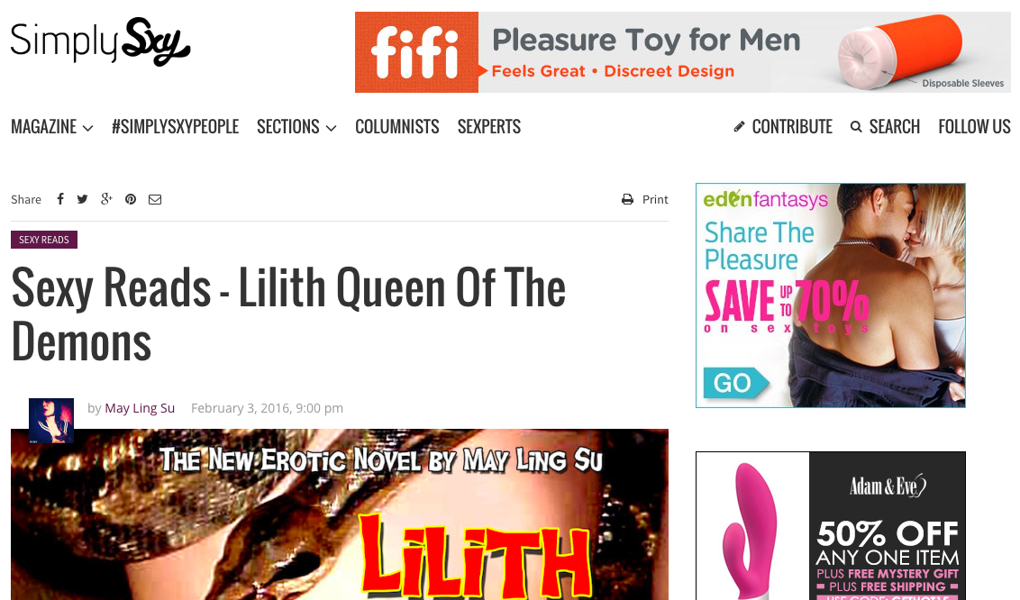 SimplySxy Sexy Reads features Lilith: Queen of the Demons
